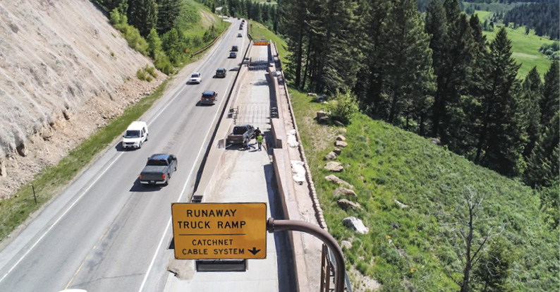 Catchnet truck arrestor system on WY 22 Teton Pass